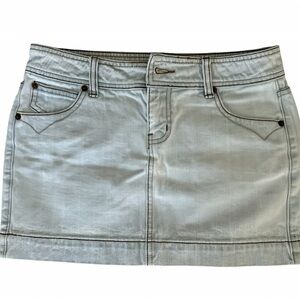 Wear It Declare It Y2K Denim Mini Skirt Light Blue Jean Size 7  Pockets Retro